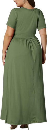 Clothing, Dresses, Maternity, Nursing, Shoes & Jewelry, WomenWomen’S plus Size Maxi Dresses Summer Casual Short Sleeve Fahion Long Dress with Pockets - Premium  from Nobles Store - Just $59.93! Shop now at Nobles Store