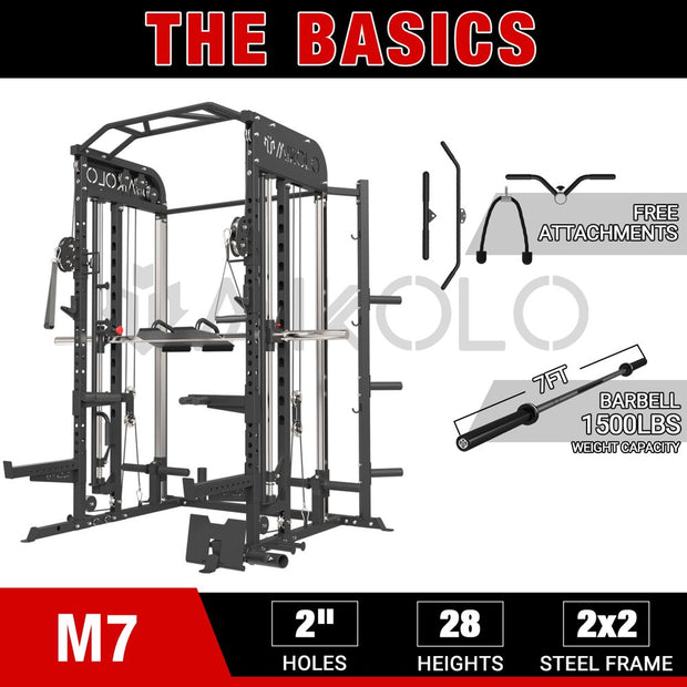 Exercise & Fitness, Home Gyms, Sports & Outdoors, Strength TrainingSmith Machine, All-In-One Power Rack Cage with Adjustable Cable Crossover, Vertical Leg Press and Smith Bar with 1500 Lbs Capacity Barbell Combo - Premium  from Nobles Store - Just $1954.94! Shop now at Nobles Store