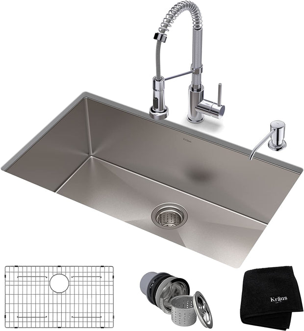 Kitchen & Bar Sinks, Kitchen & Bath Fixtures, Kitchen Fixtures, Kitchen Sinks, Single Bowl, Tools & Home Improvement30-Inch 16 Gauge Standart PRO Kitchen Sink Combo Set with Bolden 18-Inch Kitchen Faucet and Soap Dispenser, Chrome KHU100-30-1610-53CH - Premium  from Nobles Store - Just $621.01! Shop now at Nobles Store