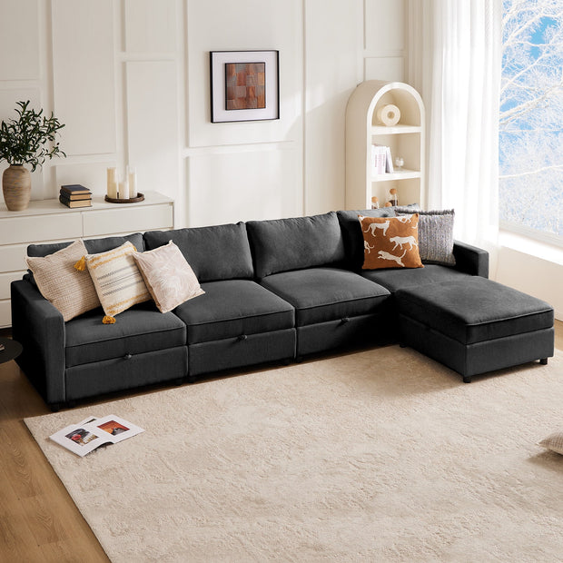 Furniture, Home, Living Room Furniture, Sectional Couches & SofasModular Sectional Sofa, 5 Seat Convertible Oversized U Shaped Sofa Couch with Storage Ottomans, Dark Grey - Premium  from Nobles Store - Just $889.78! Shop now at Nobles Store