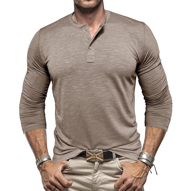 Men's Long-sleeved Henry Collar Shirt - Premium 0 from USAdrop - Just $38.84! Shop now at Nobles Store
