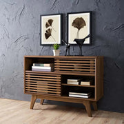 Furniture, Home, TV Stands, TV Stands & Entertainment CentersRender Modern Style Particleboard Wood Display Stand in Walnut - Premium  from Nobles Store - Just $191.07! Shop now at Nobles Store