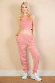 Clothing, Dresses, Shoes & Jewelry, WomenFrench Terry Elastic Waist Tank Top & Joggers Set (CAPELLA) - Premium  from Nobles Store - Just $42.87! Shop now at Nobles Store