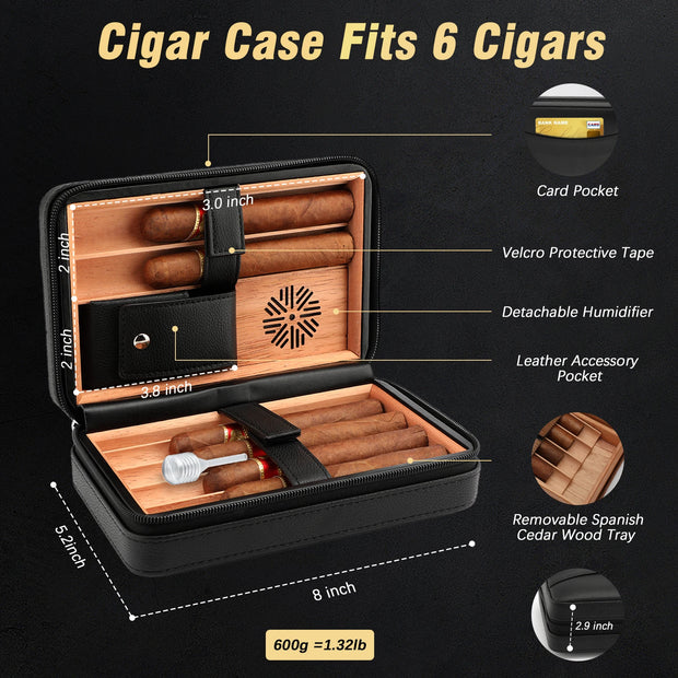 Home & Garden, Household Merchandises, Lighters & Smoking AccessoriesCigar Humidor, Cedar Wood Cigar Case with Cigar Lighter, V Cut Cigar Cutter,Cigar Holder 3 in 1 Travel Cigar Humidor Box - Premium  from Nobles Store - Just $65.79! Shop now at Nobles Store