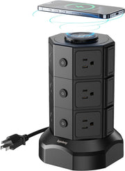Accessories & Supplies, Electronics, Power Strips, Power Strips & Surge ProtectorsTower Power Strip with 15W Wireless Charger,  1050J Surge Protector Tower 13A Charging Station with 12 AC Outlets & 6 USB Ports (2 USB C), 6.5Ft Black Extension Cord for Dorm Essentials - Premium  from Nobles Store - Just $82.87! Shop now at Nobles Store