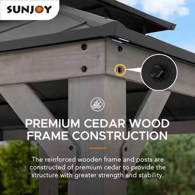 Gazebos, Outdoor Storage, Shade Structures, Storage & Organization12 Ft. X 20 Ft. Matte Black Cedar Framed Gazebo with Steel Hardtop - Premium  from Nobles Store - Just $3681.29! Shop now at Nobles Store