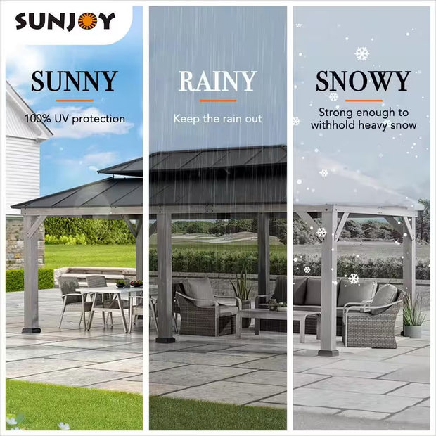 Gazebos, Outdoor Storage, Shade Structures, Storage & Organization12 Ft. X 20 Ft. Matte Black Cedar Framed Gazebo with Steel Hardtop - Premium  from Nobles Store - Just $3681.29! Shop now at Nobles Store