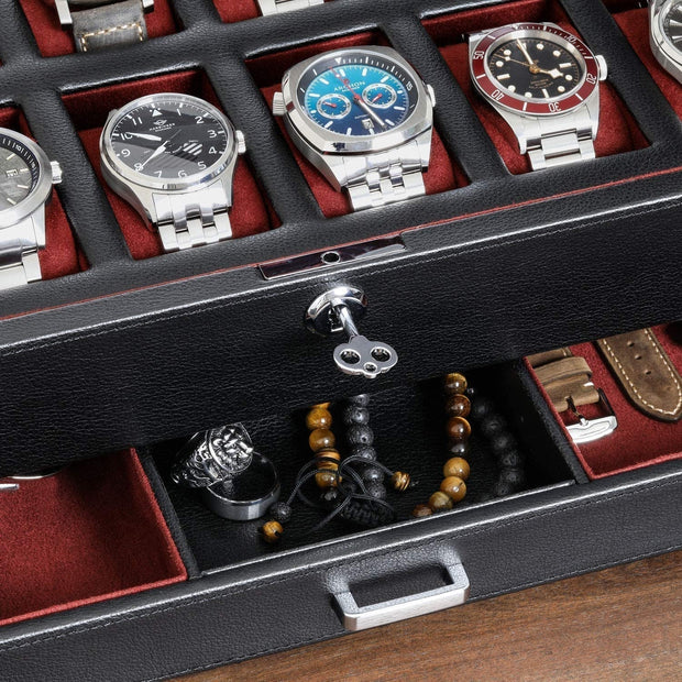 Cabinets & Cases, Clothing, Jewelry & Watch Accessories, Shoe, Shoes & Jewelry, Watch Accessories12 Slot Leather Watch Box with Valet Drawer - 12 Slot Luxury Watch Case Display Organizer - Premium  from Nobles Store - Just $179.93! Shop now at Nobles Store