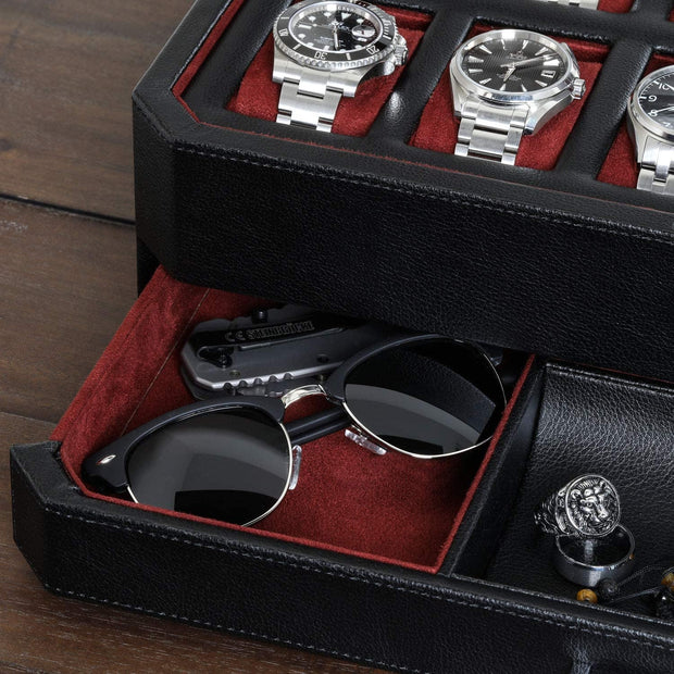 Cabinets & Cases, Clothing, Jewelry & Watch Accessories, Shoe, Shoes & Jewelry, Watch Accessories12 Slot Leather Watch Box with Valet Drawer - 12 Slot Luxury Watch Case Display Organizer - Premium  from Nobles Store - Just $179.93! Shop now at Nobles Store