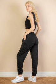 Clothing, Dresses, Shoes & Jewelry, WomenFrench Terry Elastic Waist Tank Top & Joggers Set (CAPELLA) - Premium  from Nobles Store - Just $42.87! Shop now at Nobles Store