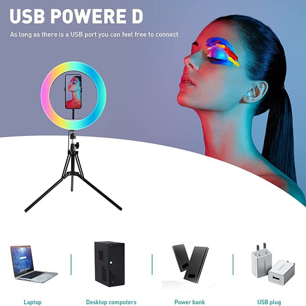 Decor, Home, Lighting & Light Fixtures, Novelty Lights, Ring Lights13" LED RGB Selfie Ring Light W/ Mini & Extendable Tripod Stand & Phone Holder - Premium  from Nobles Store - Just $50.64! Shop now at Nobles Store