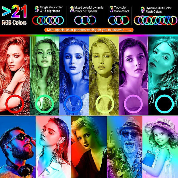 Decor, Home, Lighting & Light Fixtures, Novelty Lights, Ring Lights13" LED RGB Selfie Ring Light W/ Mini & Extendable Tripod Stand & Phone Holder - Premium  from Nobles Store - Just $50.64! Shop now at Nobles Store