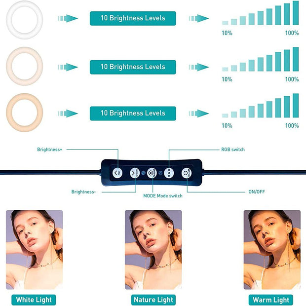 Decor, Home, Lighting & Light Fixtures, Novelty Lights, Ring Lights13" LED RGB Selfie Ring Light W/ Mini & Extendable Tripod Stand & Phone Holder - Premium  from Nobles Store - Just $50.64! Shop now at Nobles Store