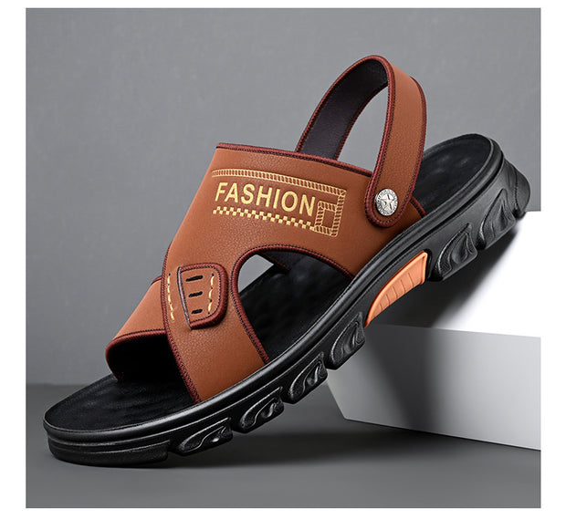 Men's Summer Soft Bottom Beach Cowhide Sandals - Premium 0 from Nobles Store - Just $35.59! Shop now at Nobles Store