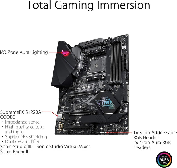 Computer Components, Computers & Accessories, Electronics, Internal Components, MotherboardsROG Strix B450-F Gaming II AMD AM4 (Ryzen 5000, 3Rd Gen Ryzen ATX Gaming Motherboard (8+4 Power Stages, HDMI 2.0B/Dp,2 X Pcie 3.0 X16, USB 3.2 Gen 2 Type-C, BIOS Flashback, 256Mb BIOS Flash ROM - Premium  from Nobles Store - Just $470.32! Shop now at Nobles Store