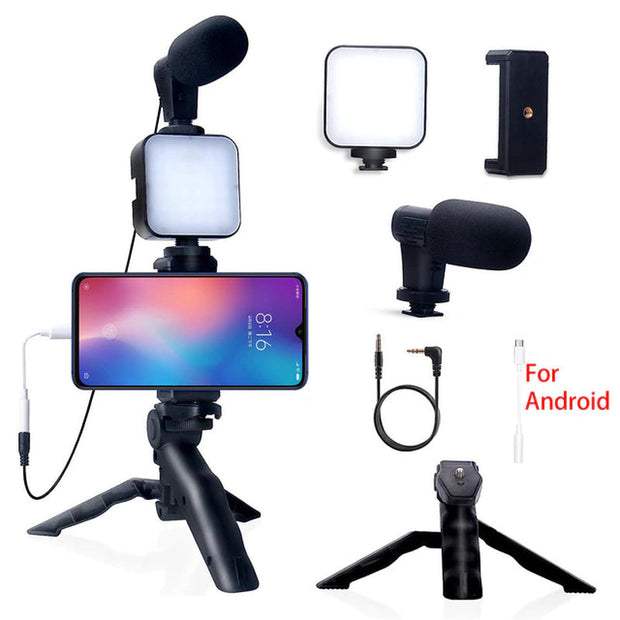 HomeSmartphone Vlogging Kit for Iphone Android with Tripod Mini Microphone Starter Vlog Kit for Tiktok Live Stream Video Youtube - Premium  from Nobles Store - Just $45.29! Shop now at Nobles Store