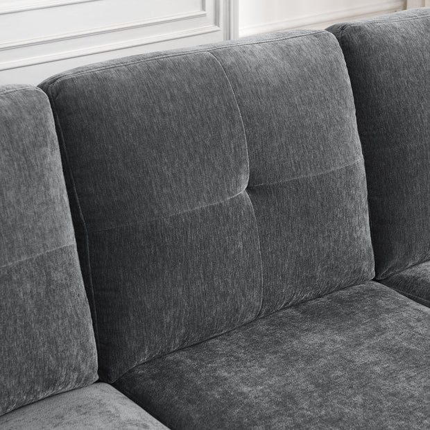 Furniture, Home, Living Room Furniture, Sectional Couches & Sofas80" Sectional Sofa for Living Room, 3 Seater Couch with Reversible Ottoman, Chenille, Dark Gray - Premium  from Nobles Store - Just $641.12! Shop now at Nobles Store