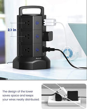 Accessories & Supplies, Electronics, Power Strips, Power Strips & Surge ProtectorsPower Strip Tower Surge Protector,  1625W 13A Outlet Surge Electric Tower, 12 Outlets 6 USB Ports Charging Station with 16AWG 6.5Ft Heavy Duty Extension Cord for Home Office Dorm Black - Premium  from Nobles Store - Just $61.21! Shop now at Nobles Store