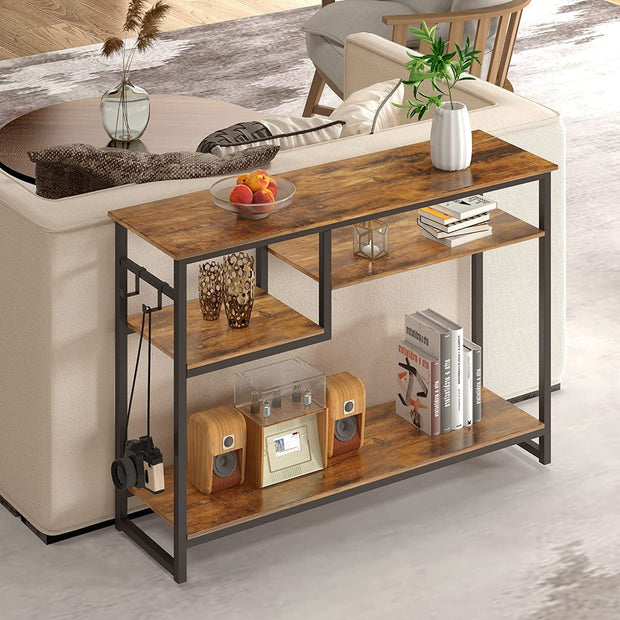 Console Tables, Furniture, Home, Living Room FurnitureNarrow Console Table Buffet Sideboard Side Desk Entryway Table with 4 Storage Shelves & 2 Hooks, Rustic - Premium  from Nobles Store - Just $96.89! Shop now at Nobles Store