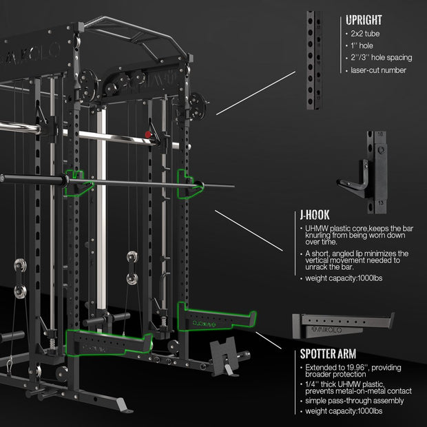 Exercise & Fitness, Home Gyms, Sports & Outdoors, Strength TrainingSmith Machine, All-In-One Power Rack Cage with Adjustable Cable Crossover, Vertical Leg Press and Smith Bar with 1500 Lbs Capacity Barbell Combo - Premium  from Nobles Store - Just $1954.94! Shop now at Nobles Store