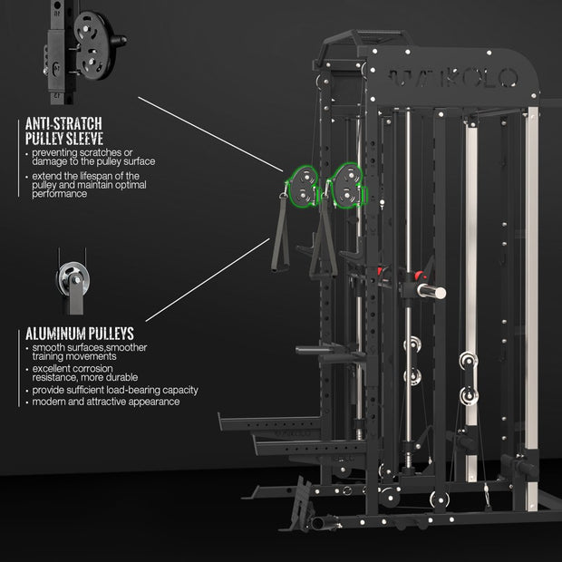 Exercise & Fitness, Home Gyms, Sports & Outdoors, Strength TrainingSmith Machine, All-In-One Power Rack Cage with Adjustable Cable Crossover, Vertical Leg Press and Smith Bar with 1500 Lbs Capacity Barbell Combo - Premium  from Nobles Store - Just $1954.94! Shop now at Nobles Store