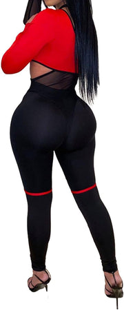 Clothing, Shoes & Jewelry, WomenWomen'S Sheer Mesh Two Piece Jumpsuits See through Long Sleeve Bodysuit Skinny Long Pants Club Romper - Premium  from Nobles Store - Just $73.32! Shop now at Nobles Store