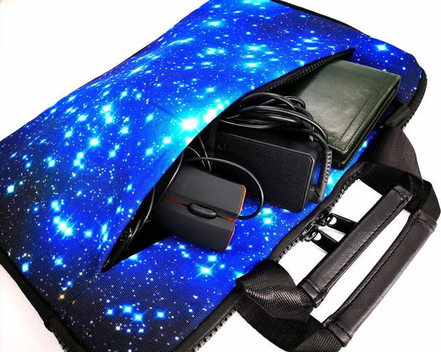 15 15.4 15.6 Inch Canvas Laptop Sleeve Bag Messenger Shoulder Briefcase -Blue Starry