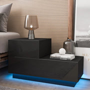 Home, Kids' Furniture, Kids' Nightstands, Kids' Rooms2 Drawers Nightstand W/RGB 20 LED Light Mode, Modern Home Furniture Decor - High Gloss White Black - Premium  from Nobles Store - Just $89.58! Shop now at Nobles Store