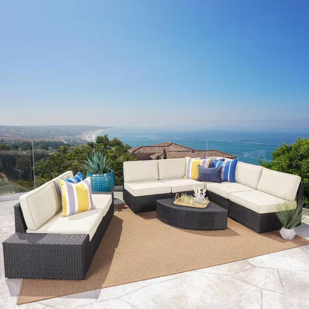 Outdoor Lounge Furniture, Outdoor Sectionals, Outdoors, Patio Furniture8-Piece Wicker Patio Sectional Seating Set with White Cushions - Premium  from Nobles Store - Just $1795.95! Shop now at Nobles Store