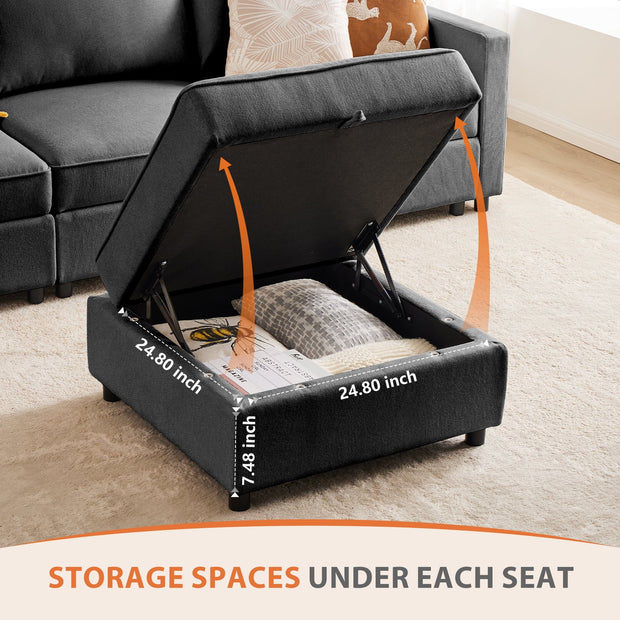 Furniture, Home, Living Room Furniture, Sectional Couches & SofasModular Sectional Sofa, 5 Seat Convertible Oversized U Shaped Sofa Couch with Storage Ottomans, Dark Grey - Premium  from Nobles Store - Just $889.78! Shop now at Nobles Store