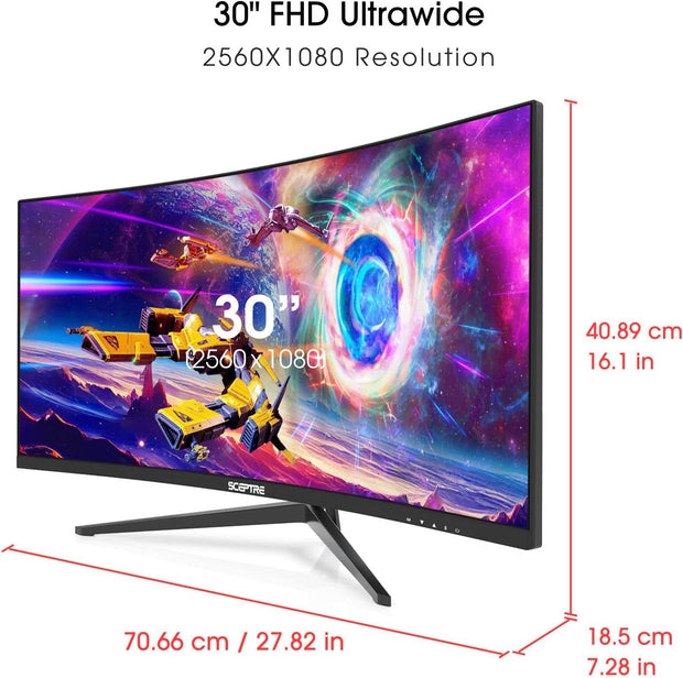 Computers & Accessories, Electronics, Monitors30-Inch Curved Gaming Monitor 21:9 2560X1080 Ultra Wide/ Slim HDMI Displayport up to 200Hz Build-In Speakers, Metal Black (C305B-200UN1) - Premium  from Nobles Store - Just $314.73! Shop now at Nobles Store