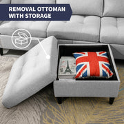 Furniture, Home, Living Room Furniture, Sectional Couches & SofasReversible Sectional Couch Set 3 Seat, L Shaped Modular Sleeper Sofa Bed with Flexible Storage Ottoman Chaise - Light Grey - Premium  from Nobles Store - Just $585.54! Shop now at Nobles Store