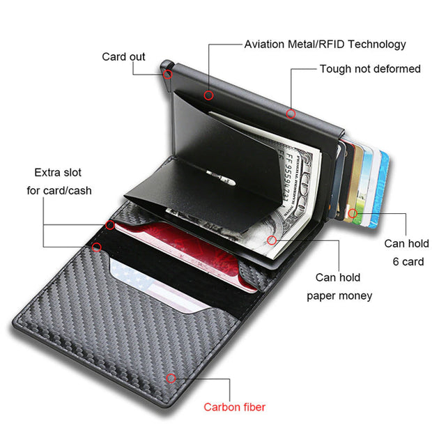HomeCarbon Fiber Card Holder Wallets Men RFID Black Magic Trifold Leather Slim Mini Wallet Small Money Bag Male Purses Wallet Women - Premium  from Nobles Store - Just $27.09! Shop now at Nobles Store
