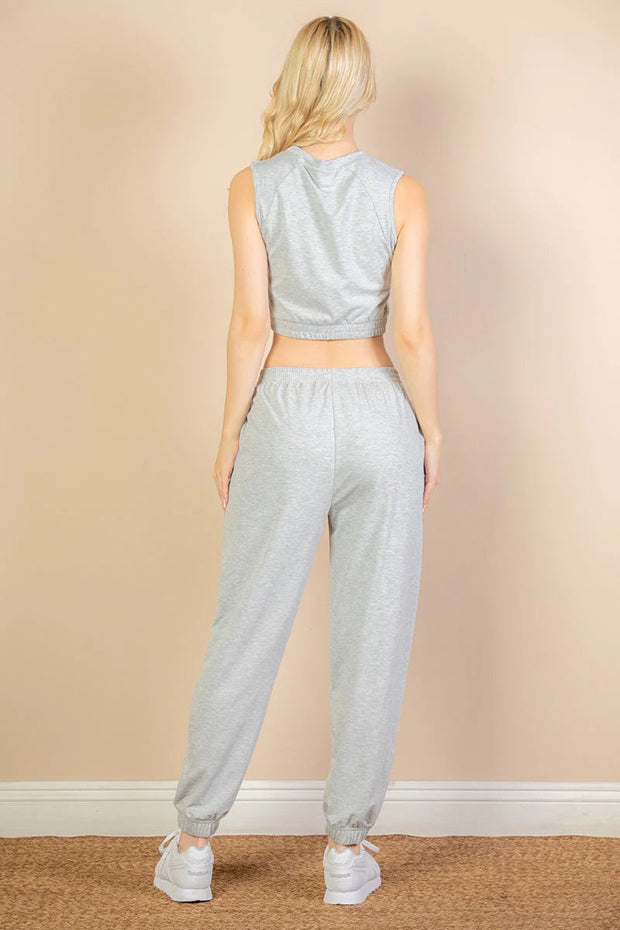Clothing, Dresses, Shoes & Jewelry, WomenFrench Terry Elastic Waist Tank Top & Joggers Set (CAPELLA) - Premium  from Nobles Store - Just $42.87! Shop now at Nobles Store
