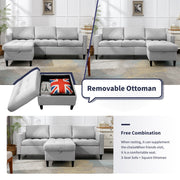 Furniture, Home, Living Room Furniture, Sectional Couches & SofasReversible Sectional Couch Set 3 Seat, L Shaped Modular Sleeper Sofa Bed with Flexible Storage Ottoman Chaise - Light Grey - Premium  from Nobles Store - Just $585.54! Shop now at Nobles Store