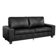 89" Upholstered Vegan Leather Sofa with Wide Square Arms and Storage Pockets Couches