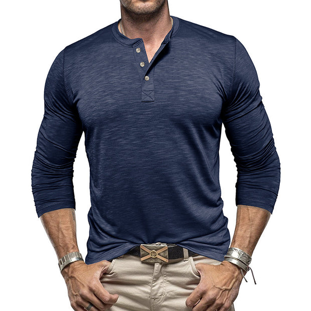 Men's Long-sleeved Henry Collar Shirt - Premium 0 from USAdrop - Just $38.84! Shop now at Nobles Store