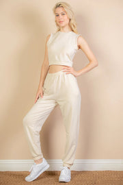 Clothing, Dresses, Shoes & Jewelry, WomenFrench Terry Elastic Waist Tank Top & Joggers Set (CAPELLA) - Premium  from Nobles Store - Just $42.87! Shop now at Nobles Store