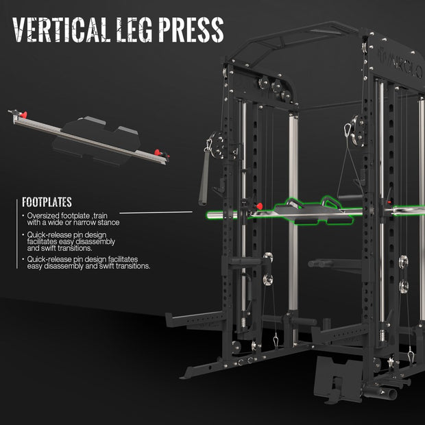 Exercise & Fitness, Home Gyms, Sports & Outdoors, Strength TrainingSmith Machine, All-In-One Power Rack Cage with Adjustable Cable Crossover, Vertical Leg Press and Smith Bar with 1500 Lbs Capacity Barbell Combo - Premium  from Nobles Store - Just $1954.94! Shop now at Nobles Store