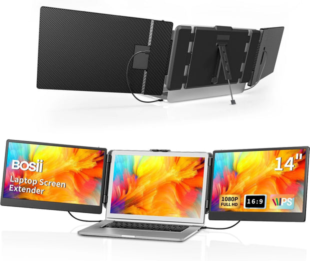 Computer Monitors, Computers, Electronics, IPS Monitors, Laptops and TabletsPortable Laptop Screen Extender - 14" Triple IPS FHD 1080P Monitor, Hdmi/Usb-A/Type-C, Compatible with Windows & Mac for Travel, Gaming, Work (Max Length: 15.74") - Premium  from Nobles Store - Just $259.97! Shop now at Nobles Store
