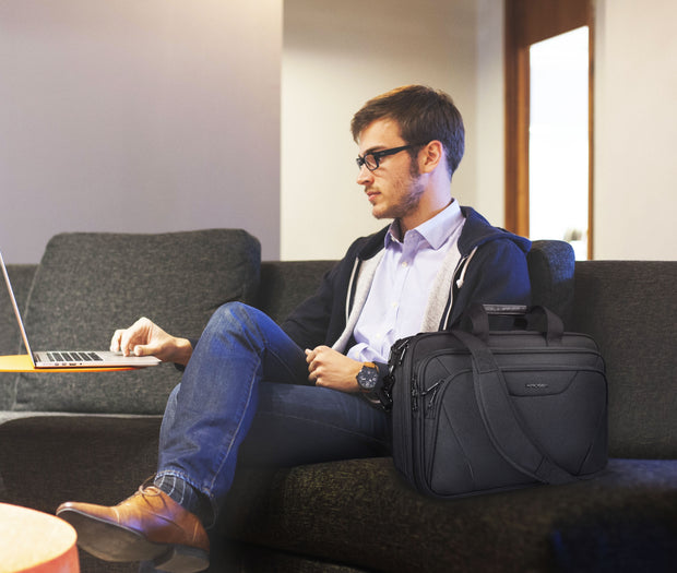 Large 17.3" Laptop Messenger Carrying Bag, Black