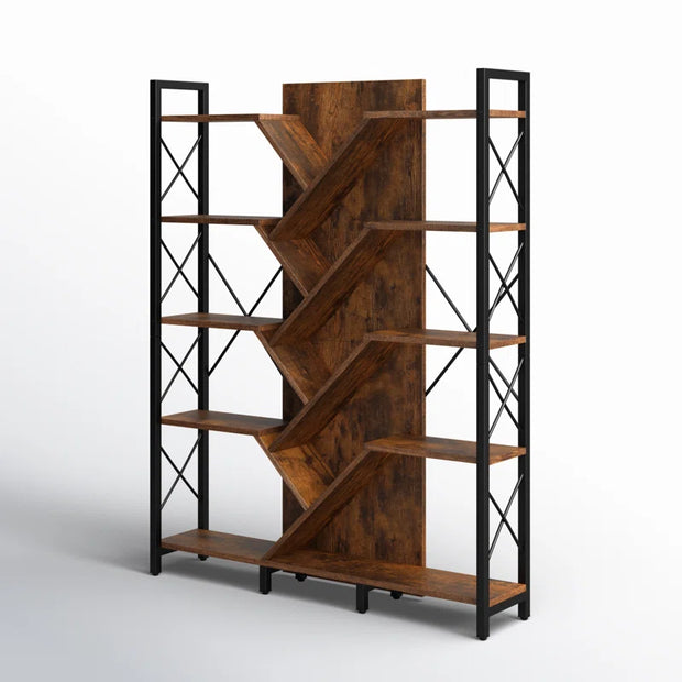 Mong 70" H X 55"W Display Shelves Wood Etagere Bookcase
