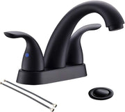 Bathroom Fixtures, Bathroom Sink Faucets & Parts, Kitchen & Bath Fixtures, Tools & Home Improvement, Touch On Faucets4 Inch 2 or 3 Holes 2 Handles Centerset Matte Black Lead-Free Bathroom Sink Faucet, Bathroom Faucet with Copper Pop up Drain and Water Supply Lines, BF008-5-MB - Premium  from Nobles Store - Just $77.31! Shop now at Nobles Store