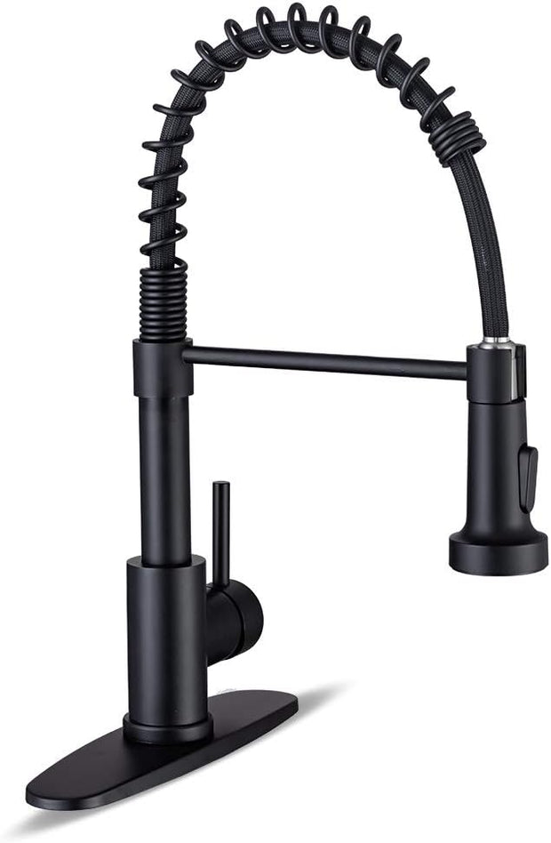 Kitchen & Bath Fixtures, Laundry & Utility Faucets, Laundry & Utility Fixtures, Tools & Home ImprovementKitchen Faucets with Pull down Sprayer Commercial Industrial Stainless Steel Single Handle Single Hole Spring Farmhouse RV Sink Faucet, Matte Black Kitchen Faucet for Laundry Utility Room Sink - Premium  from Nobles Store - Just $77.24! Shop now at Nobles Store