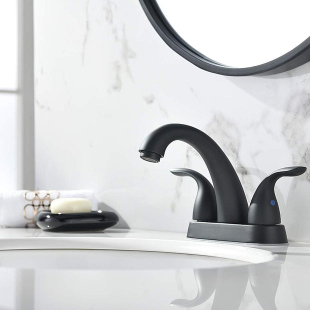 Bathroom Fixtures, Bathroom Sink Faucets & Parts, Kitchen & Bath Fixtures, Tools & Home Improvement, Touch On Faucets4 Inch 2 or 3 Holes 2 Handles Centerset Matte Black Lead-Free Bathroom Sink Faucet, Bathroom Faucet with Copper Pop up Drain and Water Supply Lines, BF008-5-MB - Premium  from Nobles Store - Just $77.31! Shop now at Nobles Store