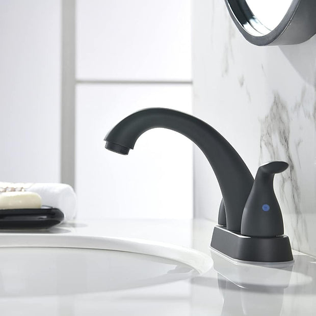 Bathroom Fixtures, Bathroom Sink Faucets & Parts, Kitchen & Bath Fixtures, Tools & Home Improvement, Touch On Faucets4 Inch 2 or 3 Holes 2 Handles Centerset Matte Black Lead-Free Bathroom Sink Faucet, Bathroom Faucet with Copper Pop up Drain and Water Supply Lines, BF008-5-MB - Premium  from Nobles Store - Just $77.31! Shop now at Nobles Store