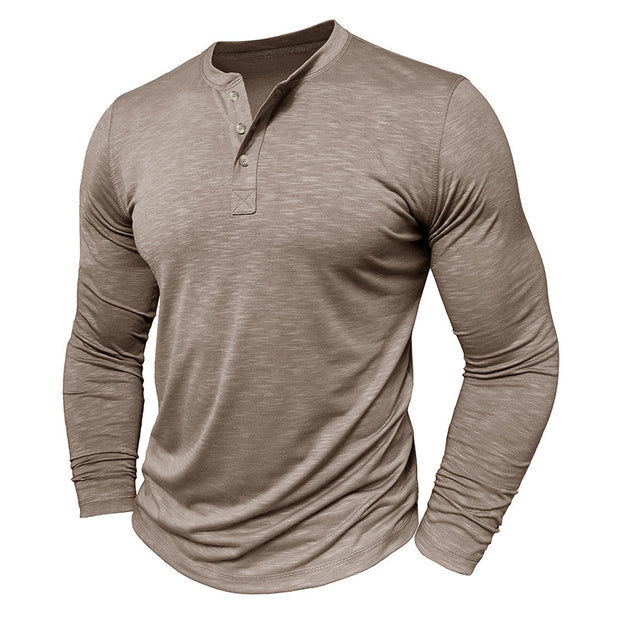 Men's Long-sleeved Henry Collar Shirt - Premium 0 from USAdrop - Just $38.84! Shop now at Nobles Store
