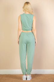 Clothing, Dresses, Shoes & Jewelry, WomenFrench Terry Elastic Waist Tank Top & Joggers Set (CAPELLA) - Premium  from Nobles Store - Just $42.87! Shop now at Nobles Store