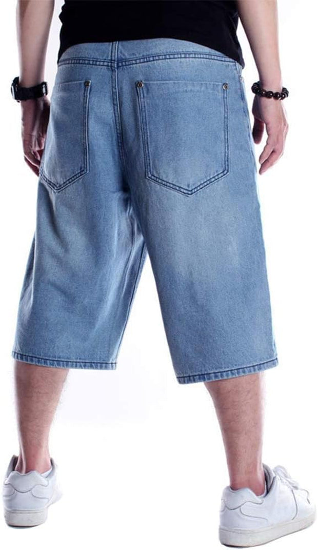 Clothing, Denim, Men, Shoes & Jewelry, ShortsBaggy Jean Shorts for Men Casual Loose Fit Hip Hop Skateboard Denim Shorts - Premium  from Nobles Store - Just $60.08! Shop now at Nobles Store