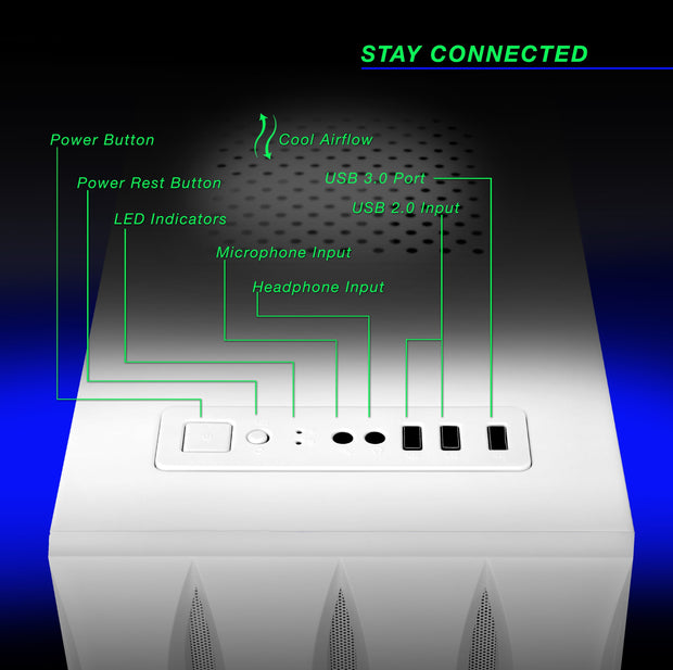 Eclipse ATX Gaming Desktop, Intel Core I7 4790, 16GB RAM, 1TB SSD, 1TB HD, White